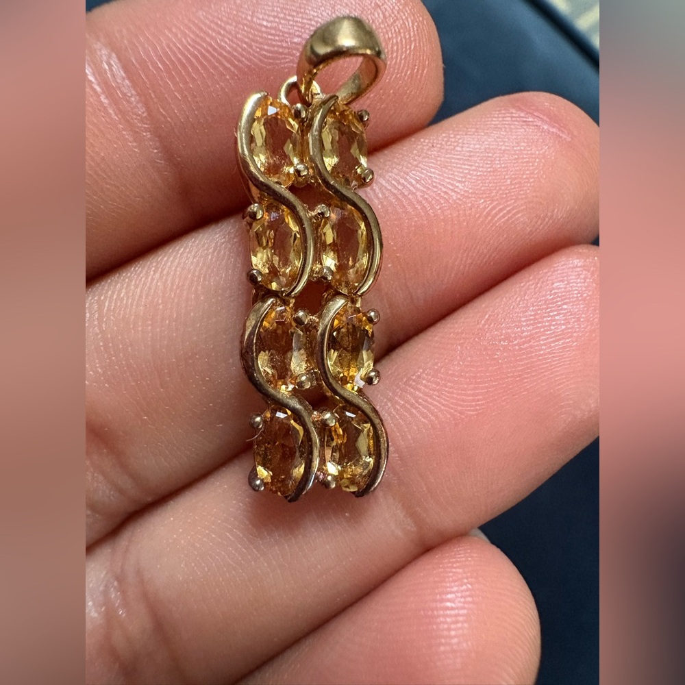 ❌❌SOLD❌❌925 gold plated yellow faceted glass pendant❌